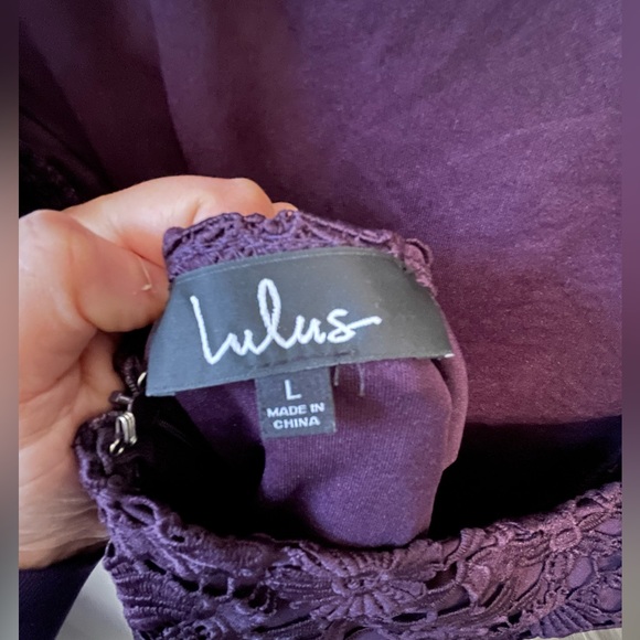 Lulu’s Dark Purple Romance Language Wedding Guest Dress - NWT - Large - Picture 5 of 6